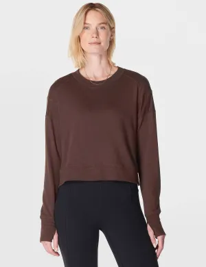 After Class Crop Sweatshirt - Kakao Braun