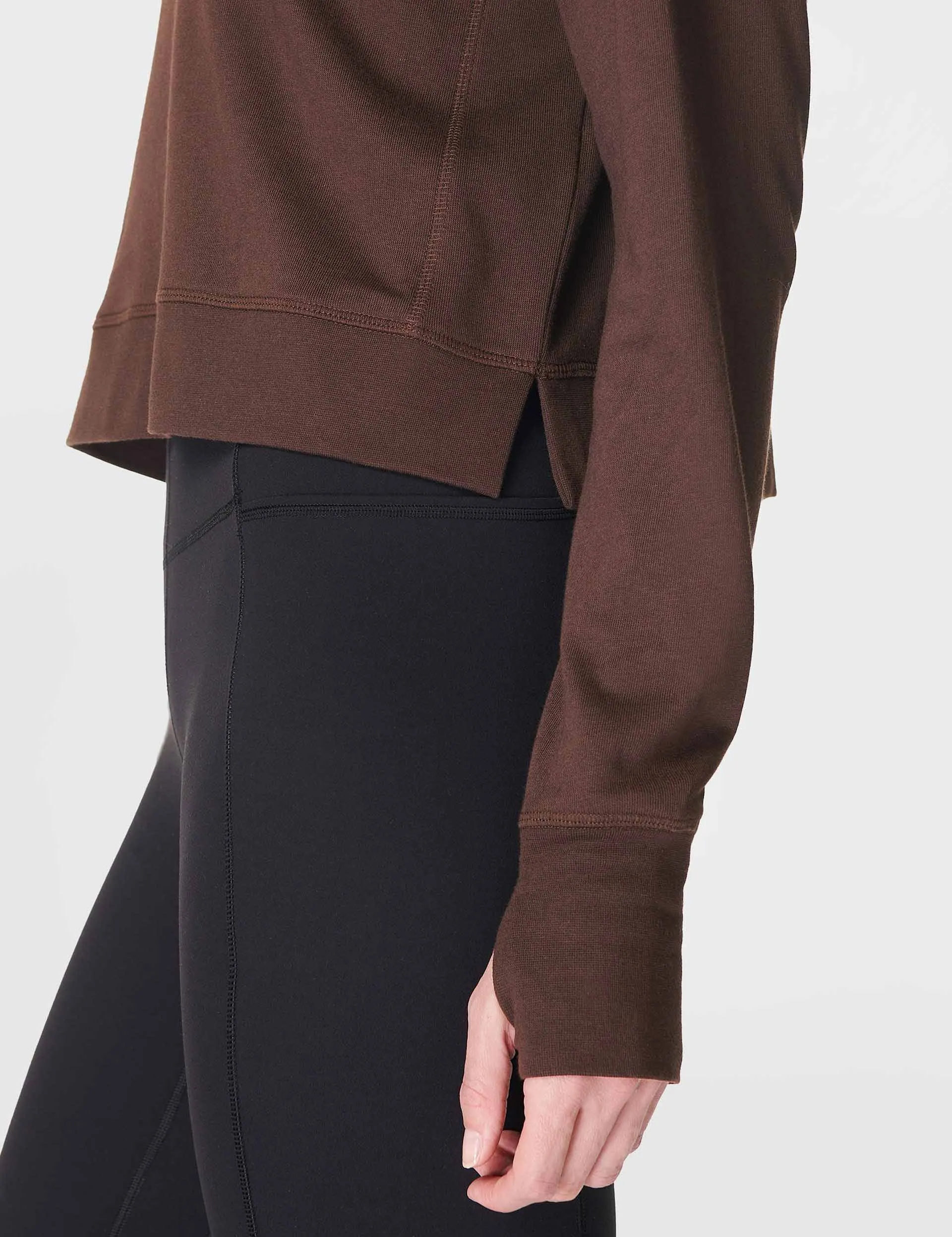 After Class Crop Sweatshirt - Kakao Braun