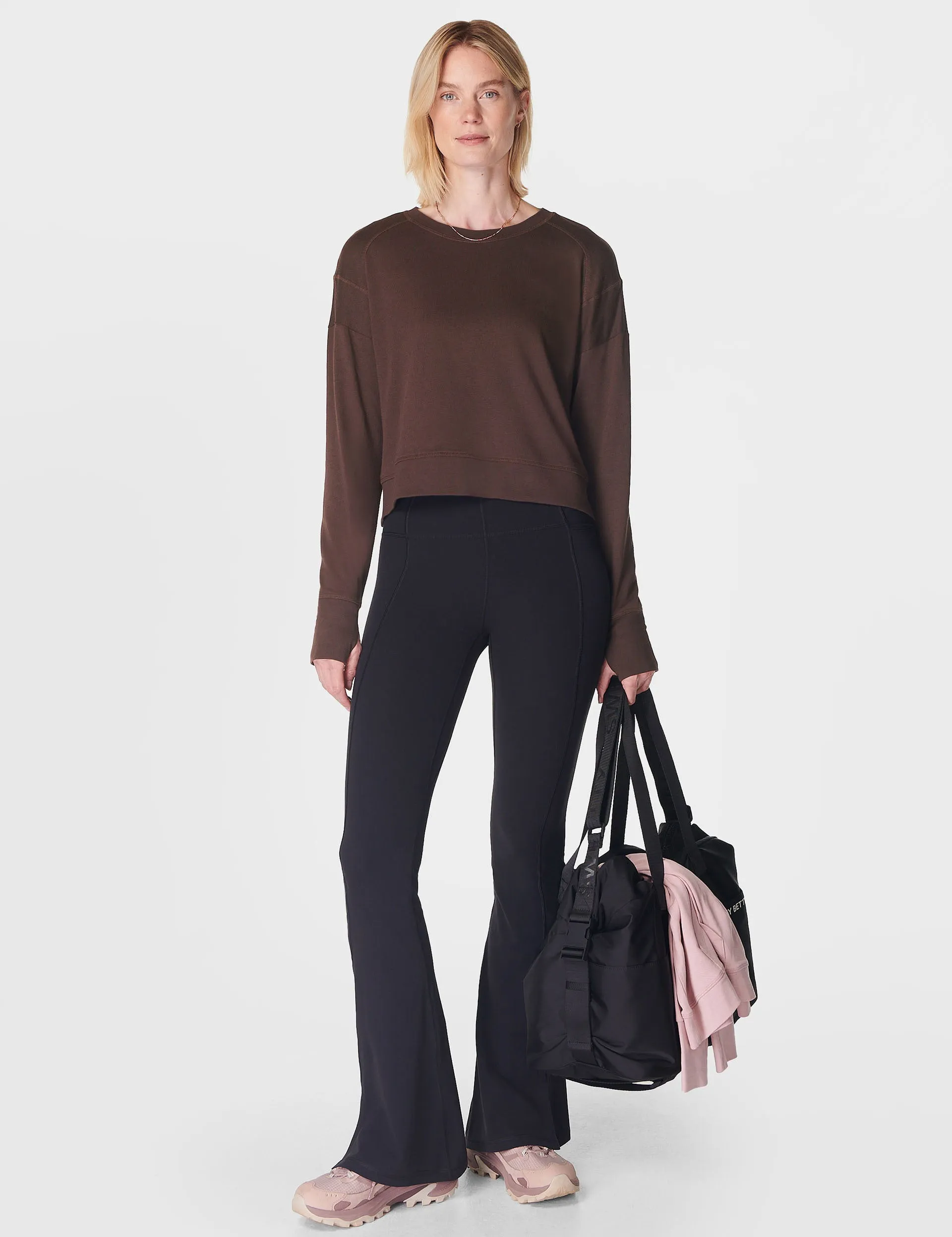 After Class Crop Sweatshirt - Kakao Braun