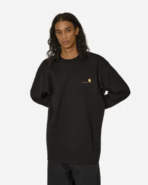 Amerikanisches Script Langarm T-Shirt Schwarz