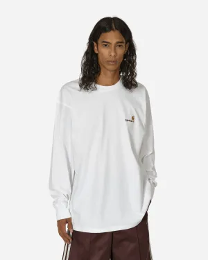 Amerikanisches Script Langarm T-Shirt Weiß