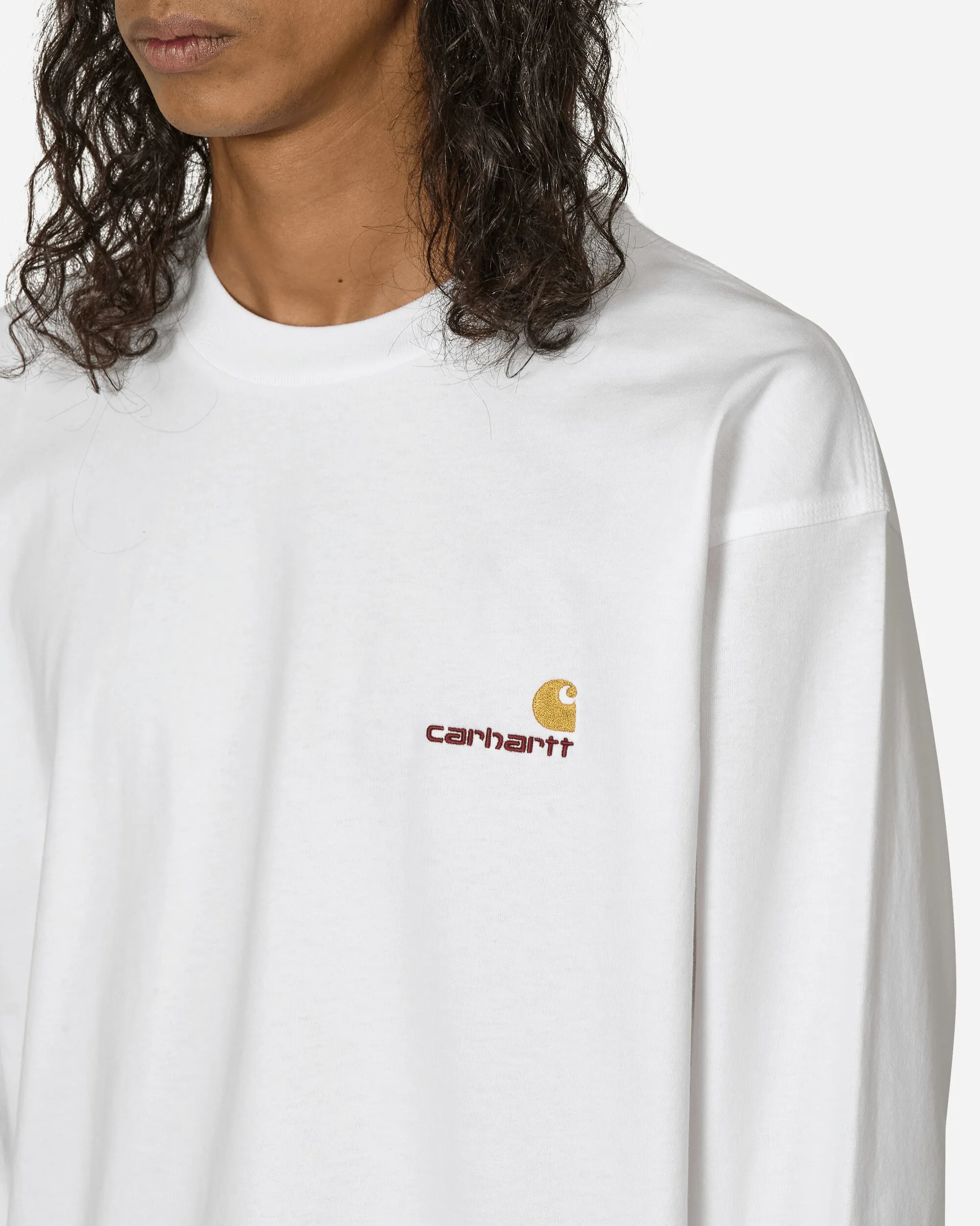 Amerikanisches Script Langarm T-Shirt Weiß