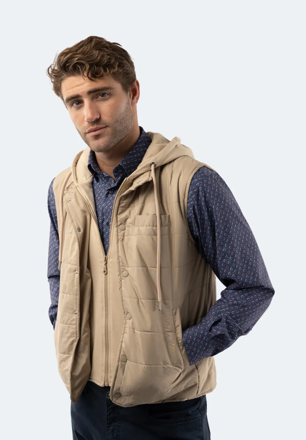 Beige Kapuzenweste