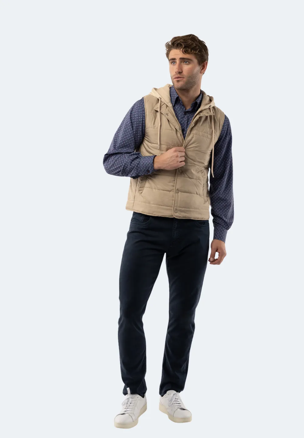 Beige Kapuzenweste