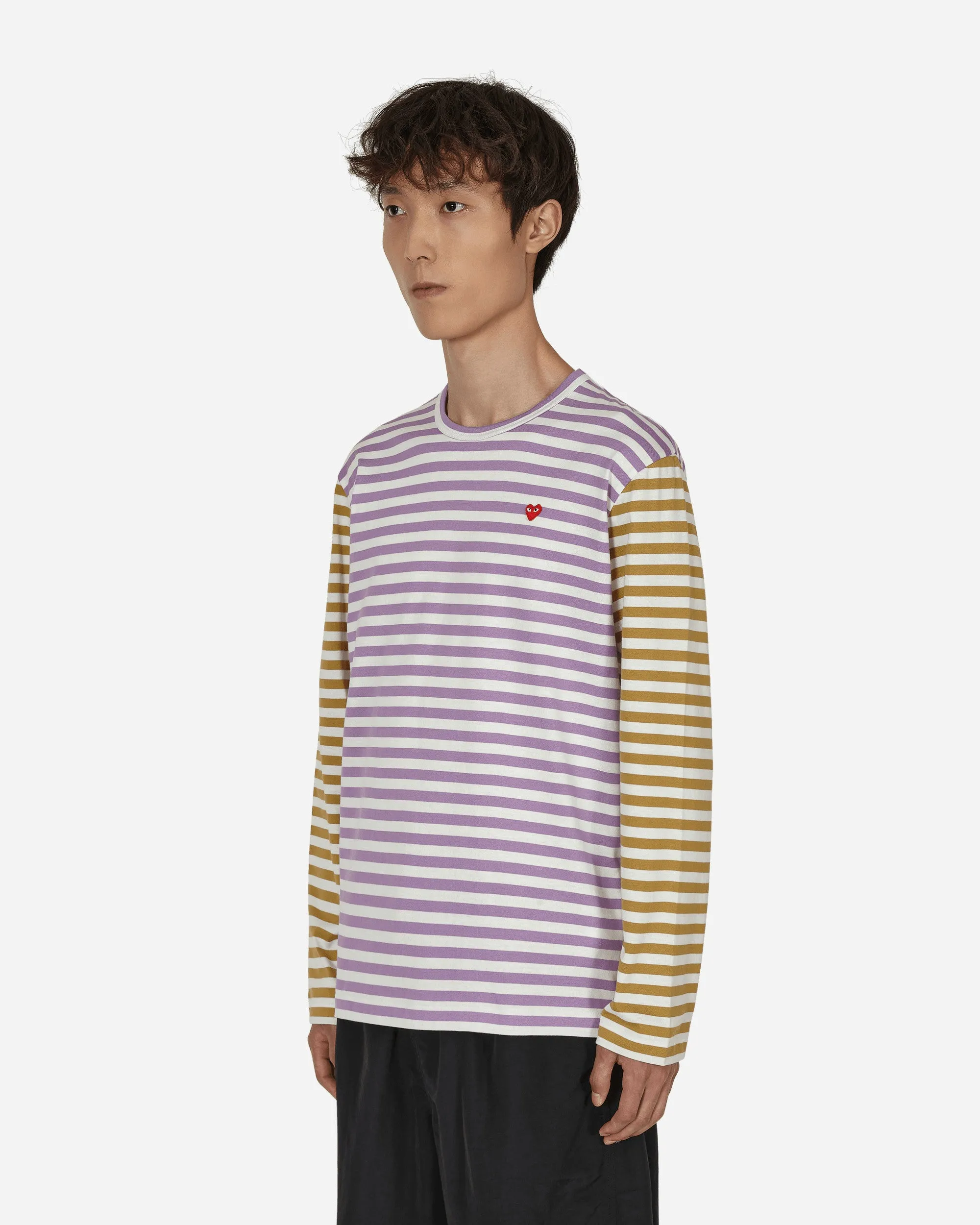 Zweifarbiges Streifen-Langarmshirt Lila