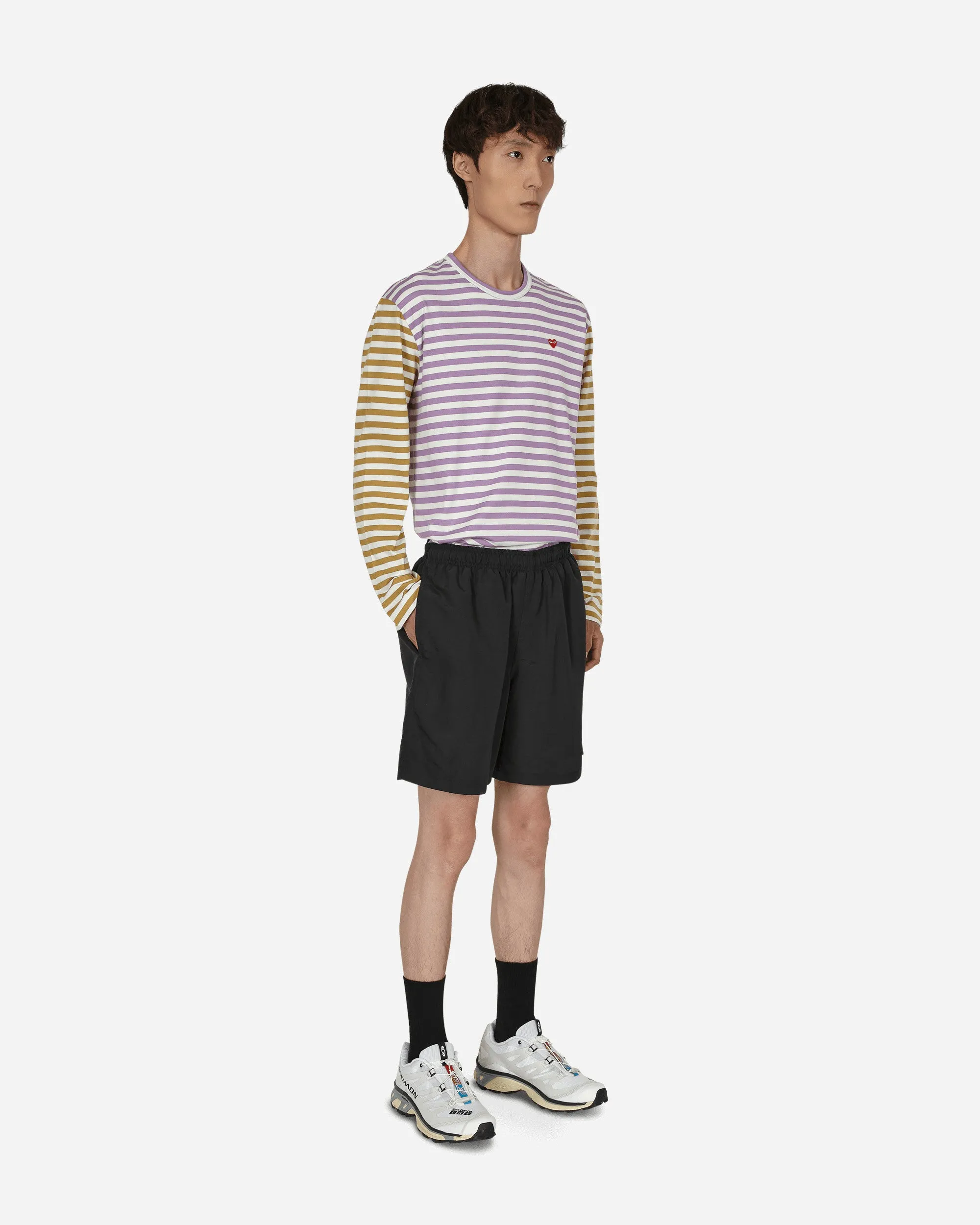 Zweifarbiges Streifen-Langarmshirt Lila