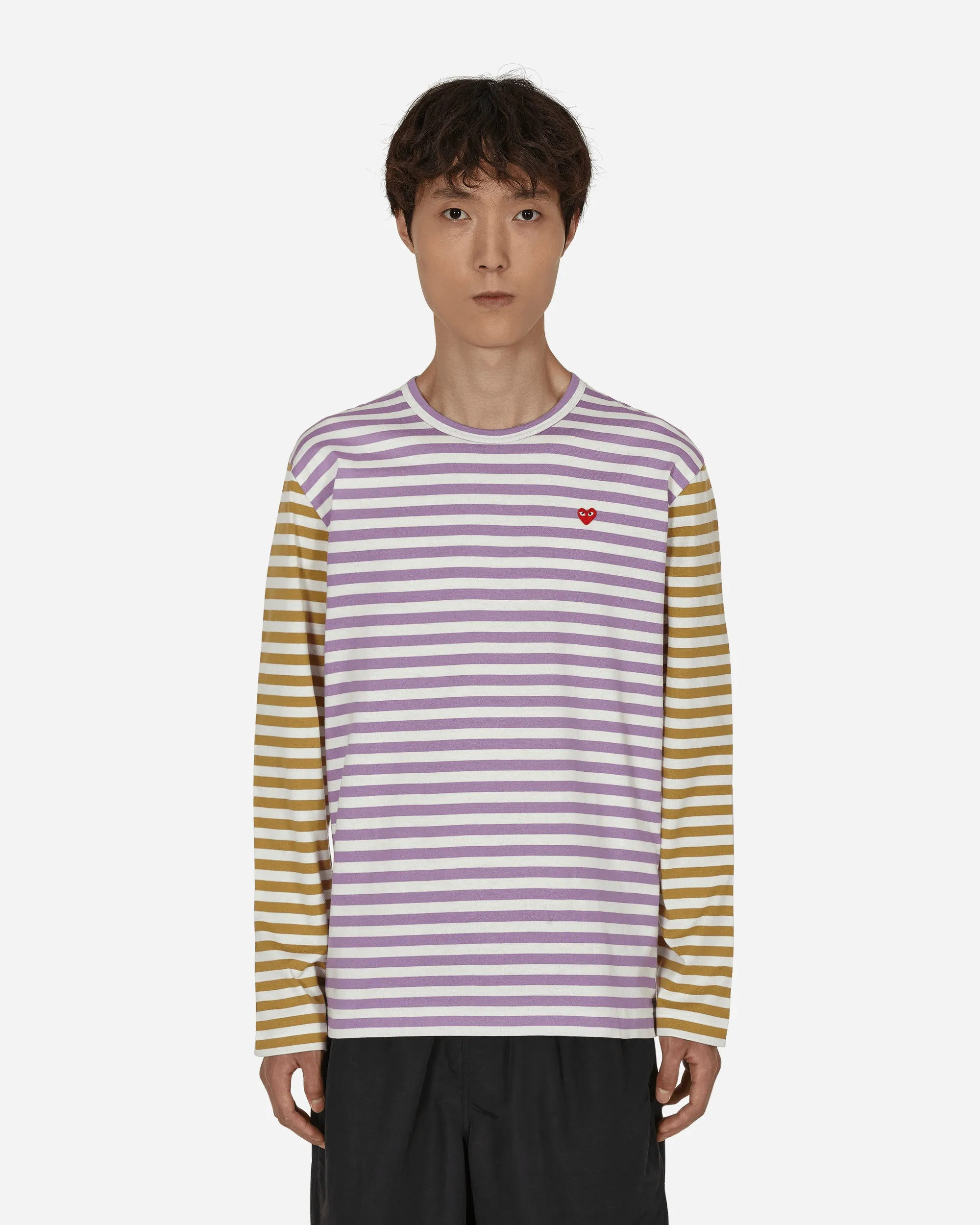 Zweifarbiges Streifen-Langarmshirt Lila