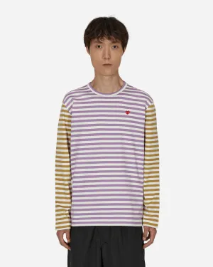Zweifarbiges Streifen-Langarmshirt Lila
