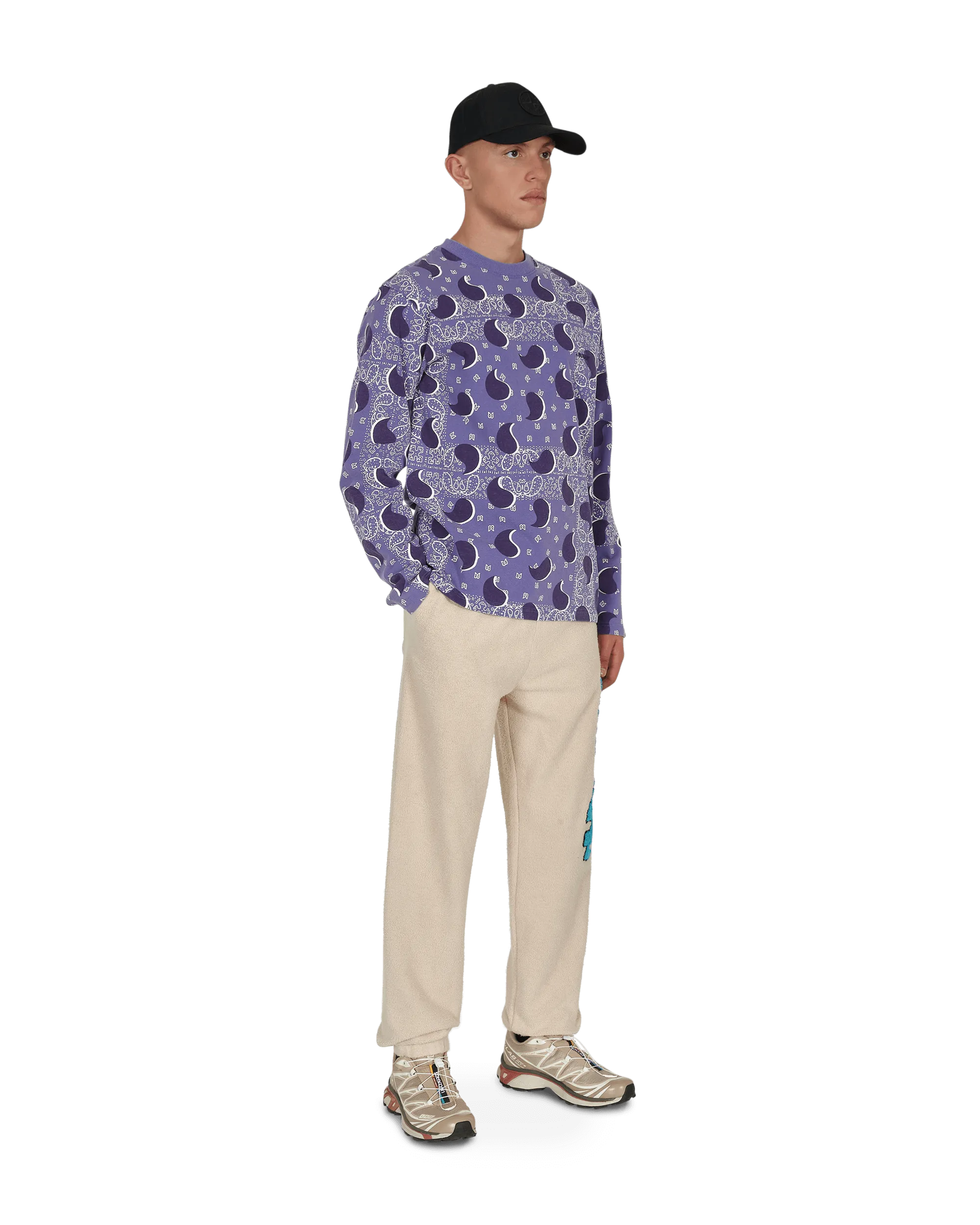 Großes Paisley Langarm-T-Shirt Blau