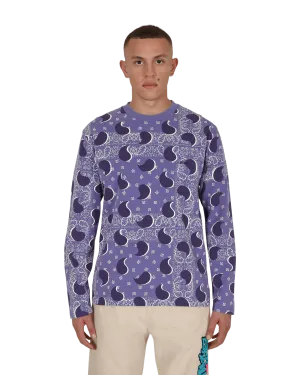 Großes Paisley Langarm-T-Shirt Blau