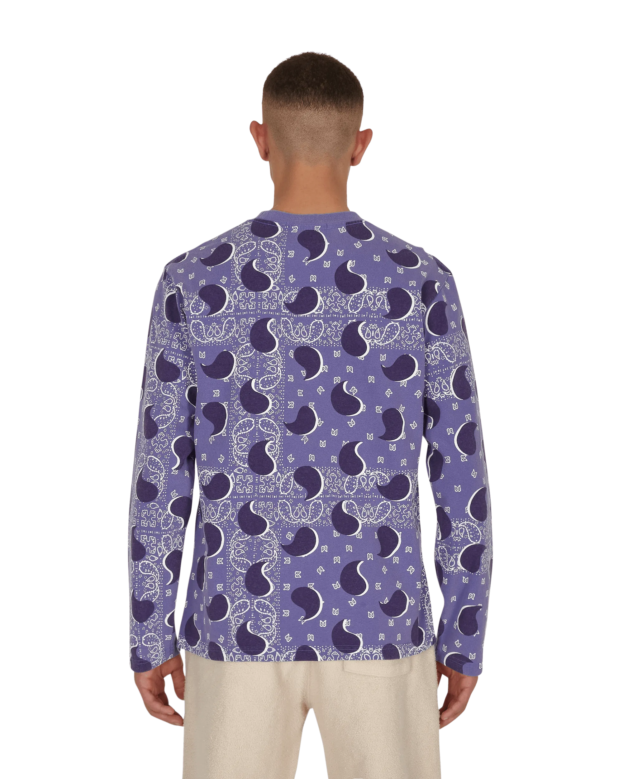 Großes Paisley Langarm-T-Shirt Blau