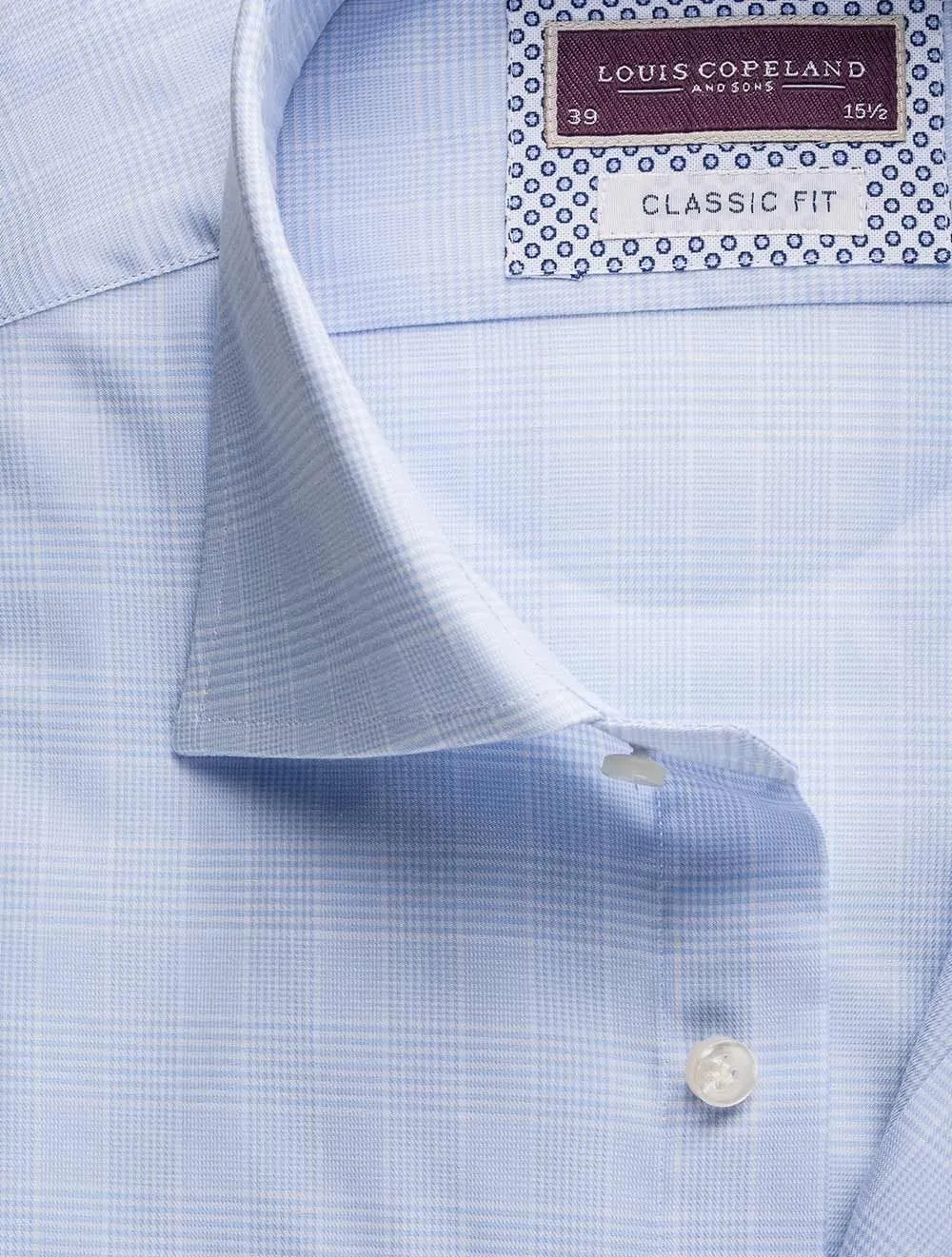 Blaues Self Check Classic Fit Hemd Blau/maßgeschneidert