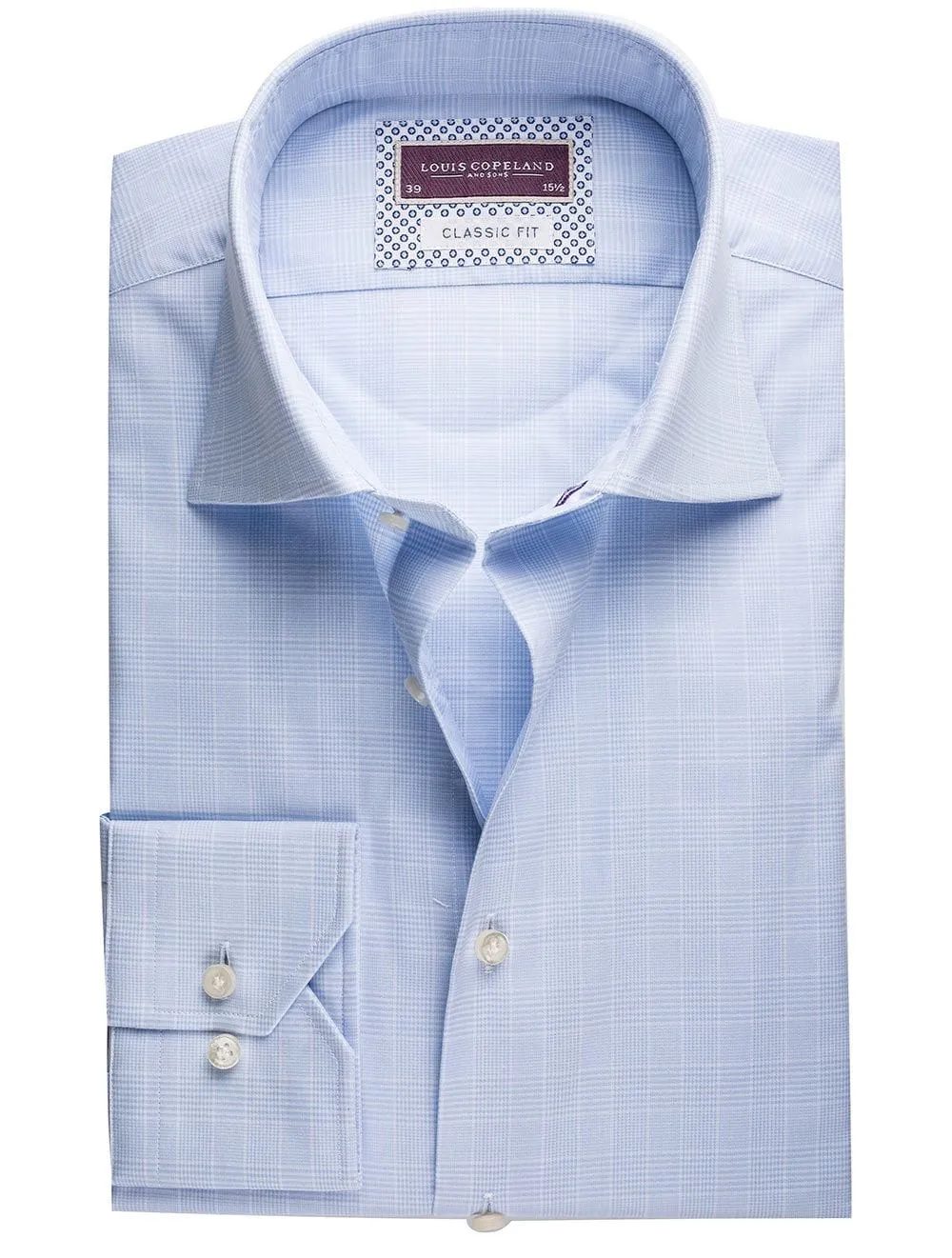 Blaues Self Check Classic Fit Hemd Blau/maßgeschneidert
