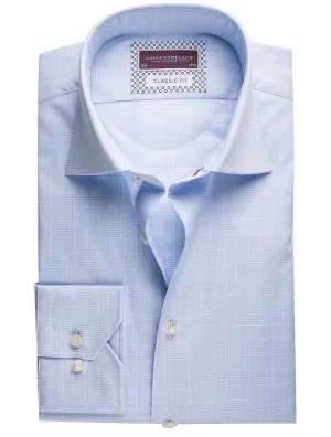 Blaues Self Check Classic Fit Hemd Blau/maßgeschneidert