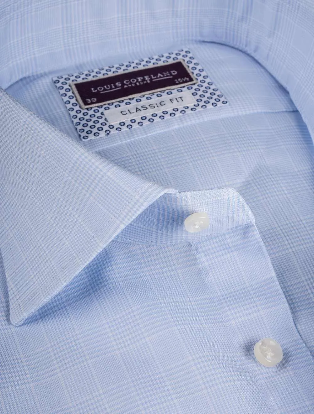 Blaues Self Check Classic Fit Hemd Blau/maßgeschneidert