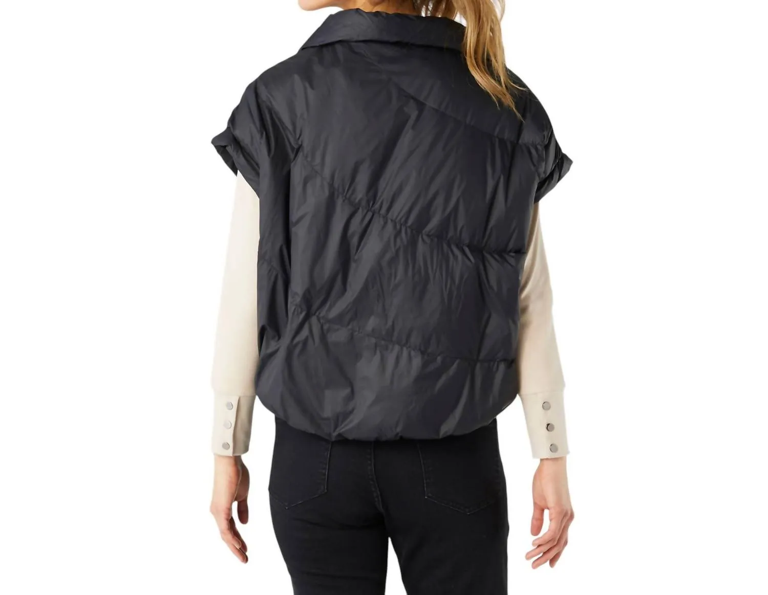 Brooke Cropped Puffer Weste In Schwarz