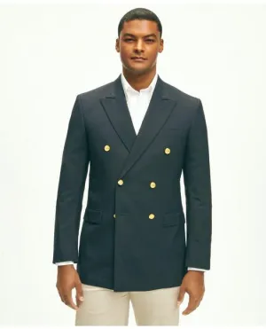 Brooks Brothers Herren Klassisch geschnittener Stretch-Woll-Doppelreiher 1818 Blazer Marineblau Brooks Brothers