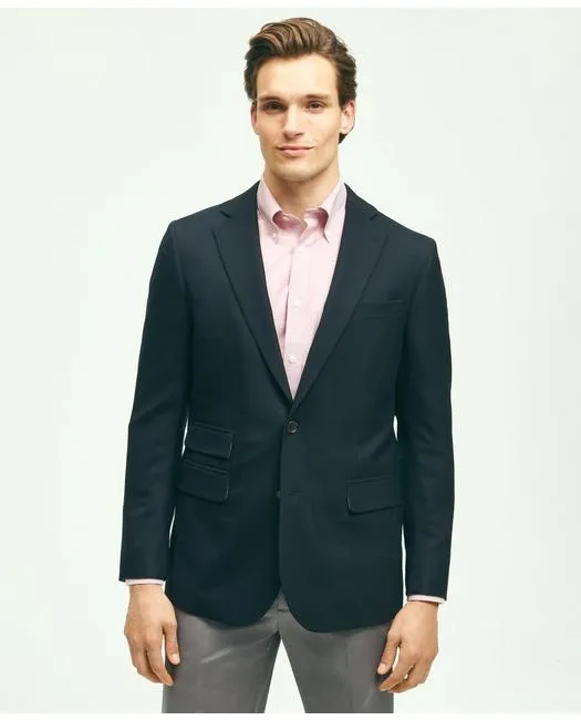Brooks Brothers Herren Klassisch geschnittener Stretch-Woll-Hopsack-Blazer Marineblau Brooks Brothers