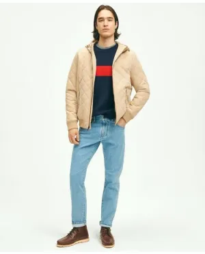 Brooks Brothers Herren Baumwollmischgewebe Kapuzen Steppbomber Jacke Hellbeige Brooks Brothers