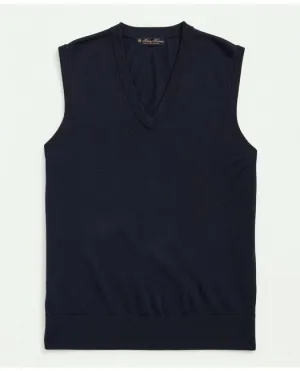 Brooks Brothers Herren Fein Merinowolle Pullunder Marineblau Brooks Brothers