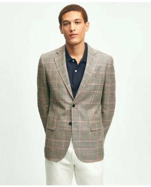 Brooks Brothers Herren Milano Slim-Fit Woll-Seide-Leinen Karo Hopsack Sportjacke Mehrfarbig Brooks Brothers