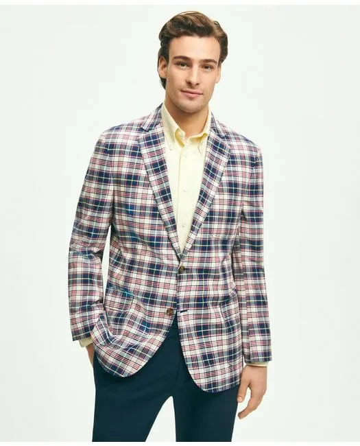 Brooks Brothers Herren Regent Classic-Fit Madras Sportjacke Elfenbein Brooks Brothers