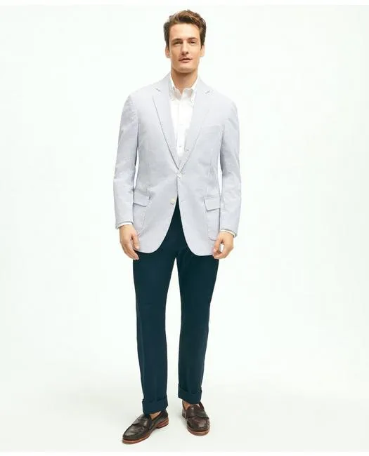 Brooks Brothers Herren Regent Classic-Fit Stretch Baumwolle Seersucker Sportjacke Blau Brooks Brothers