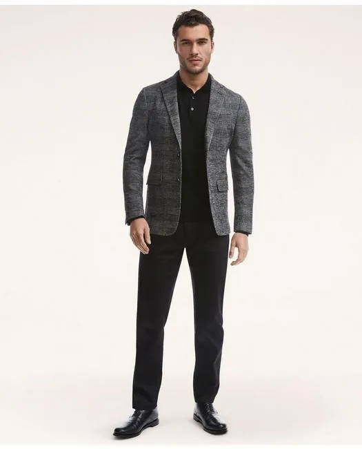 Brooks Brothers Herren Regent Regular-Fit Strick Karo Sportjacke Grau Brooks Brothers