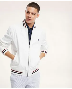 Brooks Brothers Herren Baumwoll-Stretch Tennis Bomberjacke Weiß Brooks Brothers
