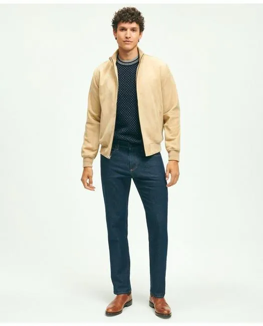 Brooks Brothers Herren Wildleder Bomberjacke Hellbeige Brooks Brothers