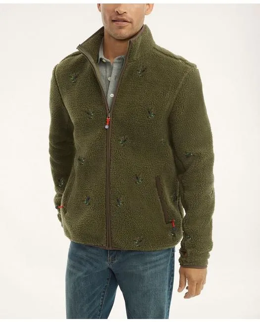 Brooks Brothers Herren Teddy-Fleece-Jacke mit Entenmotiv Grün Brooks Brothers