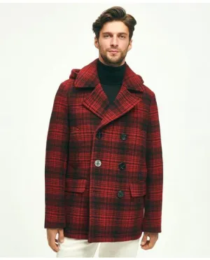 Brooks Brothers Herren Woll-Parka mit Kapuze im Buffalo-Check-Muster Rot Brooks Brothers