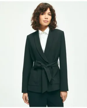 Brooks Brothers Damen-Gürtel-Jacke aus Krepp in Schwarz Brooks Brothers