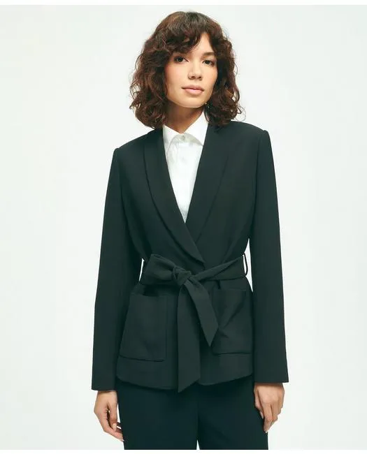 Brooks Brothers Damen-Gürtel-Jacke aus Krepp in Schwarz Brooks Brothers