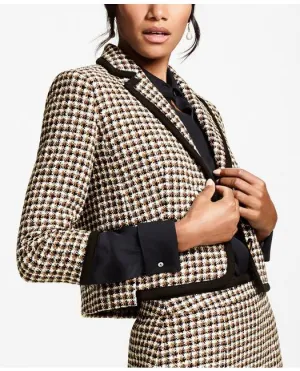 Brooks Brothers Damen Karo Tweed Cropped Jacket Braun/Schwarz Brooks Brothers