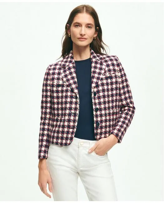 Brooks Brothers Damen Baumwoll-Mix Bouclé-Jacke Mehrfarbig Brooks Brothers