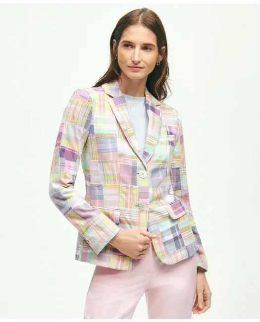 Brooks Brothers Damen-Baumwoll-Madras-Jacke Pink Brooks Brothers