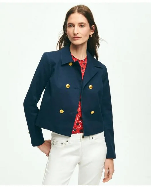 Brooks Brothers Damen Baumwoll-Piqué-Doppelreiher-Nautikjacke Marine Brooks Brothers