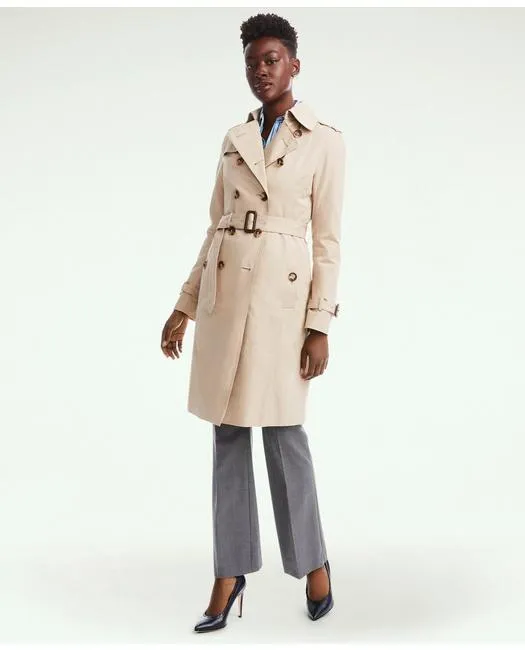 Brooks Brothers Damen Baumwoll-Trenchcoat Khaki Brooks Brothers