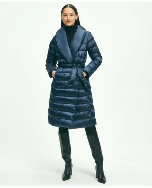 Brooks Brothers Damen Daune Wasserabweisender Gürtel-Puffer-Mantel Marineblau Brooks Brothers