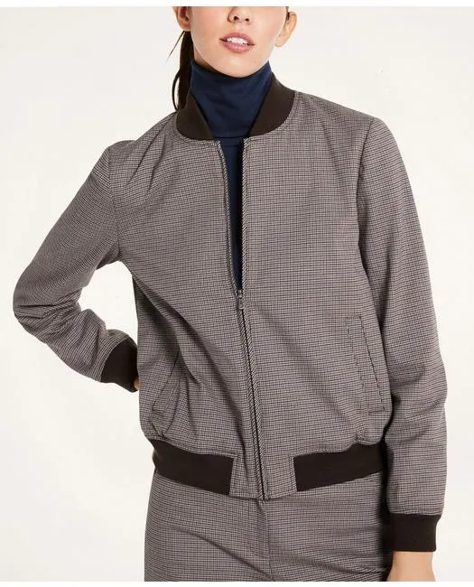 Brooks Brothers Damen Microcheck Bomberjacke Grau Brooks Brothers