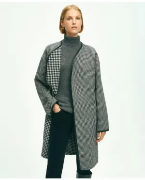Brooks Brothers Damen Reversibel Woll-Hundezahn Offener Frontmantel Schwarz Brooks Brothers