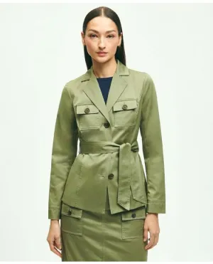 Brooks Brothers Damen Safari-Jacke mit Gürtel aus Baumwoll-Stretch-Drill in Olivgrün Brooks Brothers