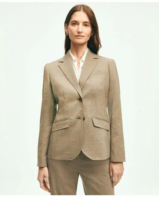 Brooks Brothers Damen Stretch-Wolltwill-Sakko mit 2 Knöpfen in Taupe Brooks Brothers