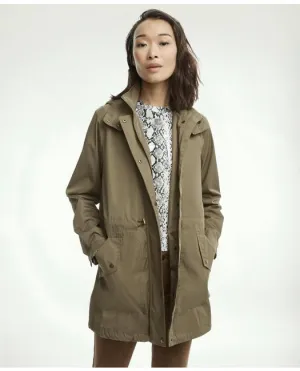Brooks Brothers Damen wasserdichte Anorak-Jacke mit Kapuze in Olive Brooks Brothers