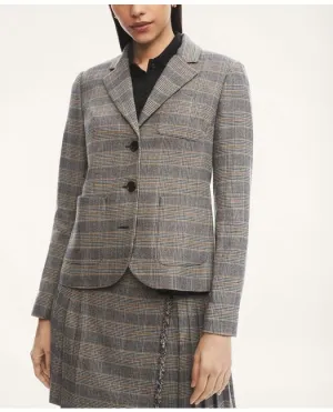 Brooks Brothers Damen Wollmischung Karo Jacke Blau/Gelb Brooks Brothers