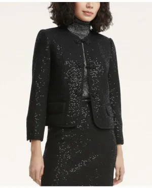 Brooks Brothers Damen Wollmix Paillettenjacke Schwarz Brooks Brothers