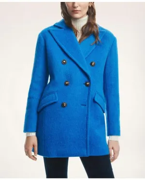Brooks Brothers Damen Woll-Mohair-Mischung Doppelreiher-Mantel Blau Brooks Brothers