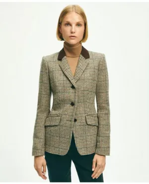 Brooks Brothers Damen-Wolltweed-Hundezahn-Reitjacke Beige Brooks Brothers
