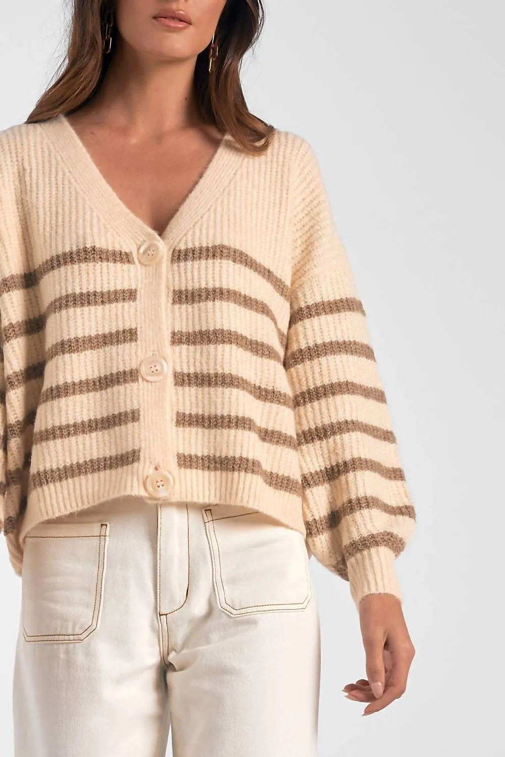 Carmel Streifen-Cardigan in Beige